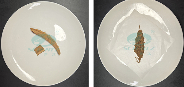 灵芝研磨前后对比图